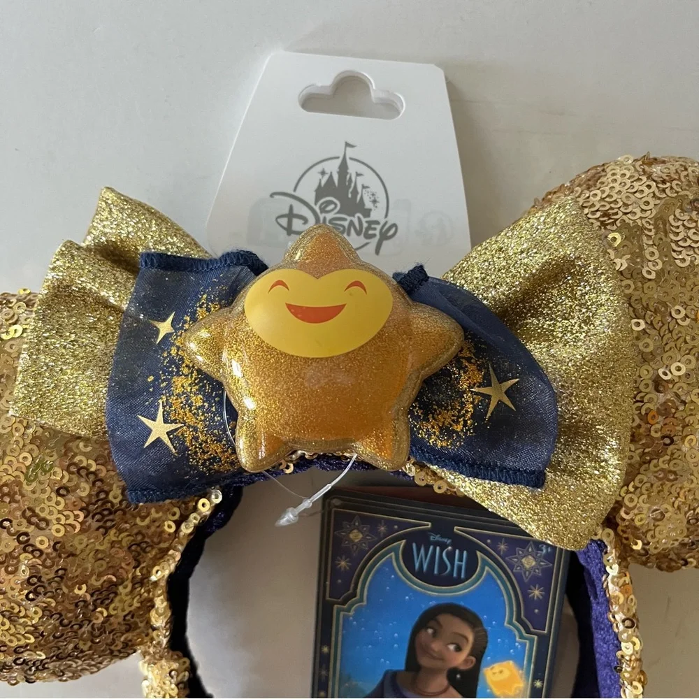 Disney Wish Adaptive Ear Headband Gold and Navy Kids Minnie Mouse Ears